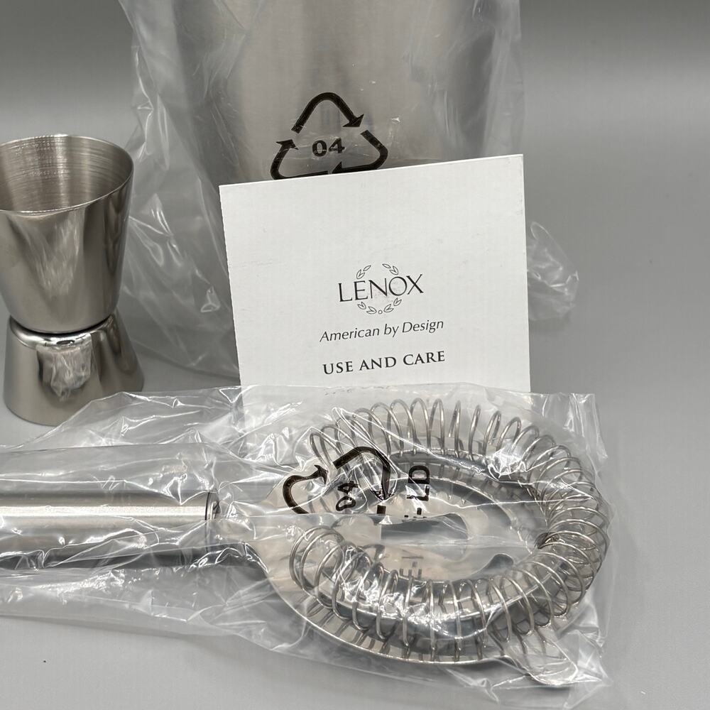 Lenox Tuscany Classics Collection Stainless Steel Cocktail Shaker Set New - Picture 4 of 15